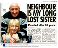 Brother and sister Ken and Yvonne Whitty reunited after 38 years despite living only 300 yards apart, Reddish, Stockport, Britain - 31 Dec 2008