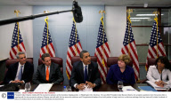 President-elect Obama meets with his economic advisors at the transition headquarters  in Washington DC, America - 05 Jan 2009