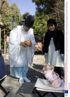 New Year good health blessing for pets at the Ichigaya Kamegaoka Hachimangu shrine, Tokyo, Japan  - 11 Jan 2009