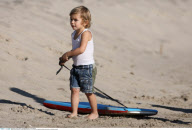 Pop star GWEN STEFANI and family hit up Malibu beach