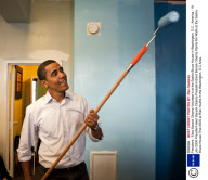 President - Elect Barack Obama Volunteer's at the Sasha Bruce House in Washington, D.C., America - 19 Jan 2009