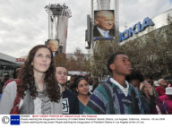 People watching the Inauguration Ceremony of United States President, Barack Obama, Los Angeles, California,  America - 20 Jan 2009