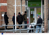 Queues outside Jobcentreplus in Cambridge, Britain - 21 Jan 2009
