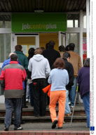 Queues outside Jobcentreplus in Cambridge, Britain - 21 Jan 2009