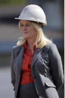 Actress AMY POEHLER on the set of her new sitcom 'Parks and Recreation