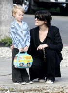 Liv Tyler shows her son Milo Langdon a wreck