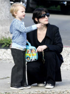 Liv Tyler shows her son Milo Langdon a wreck