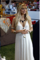 Pregnant NICOLE RICHIE dressed like Grecian goddess while launching her jewelery collection in Beverly Hills