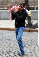 Actor HUGH JACKMAN plays airplane with daughter AVA
