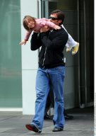 Actor HUGH JACKMAN plays airplane with daughter AVA