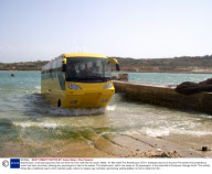 AmphiCoach, a 50-seat aqua-bus that can drive from the road into the ocean, Malta - 27 Mar 2009