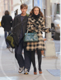 'Gossip Girl' star LEIGHTON MEESTER trendy on set in a plaid trench coat