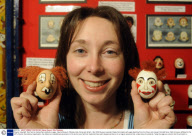 Clowns 'copyright' their face by having them painted on eggs, Clowns Museum, Wookey Hole, Somerset, Britain - Mar 2009