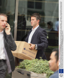 Lehman Brothers employees leaving the Canary Wharf building after the bank filed for bankruptcy, London, Britain - 15 Sep 2008