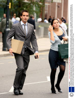Lehman Brothers employees leaving the Canary Wharf building after the bank filed for bankruptcy, London, Britain - 15 Sep 2008