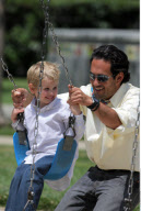 Actress SHARON STONE spends some quality time with LAIRD and a male friend at Coldwater Park in Beverly Hills