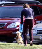 EXCLUSIVE Hilary Swank cleans after her dog, gives the dog Smart Water