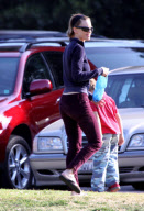EXCLUSIVE Hilary Swank cleans after her dog, gives the dog Smart Water