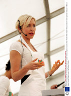 Heather Mills promotes her new restaurant V Bites at Foodies Festival, Brighton, Sussex, Britain