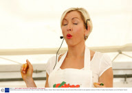 Heather Mills promotes her new restaurant V Bites at Foodies Festival, Brighton, Sussex, Britain