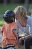 SHARON STONE with messy hair and without make up playing with her sons at Coldwater Canyon Park