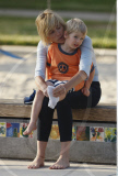 Actress SHARON STONE  and sons enjoy their family time at Coldwater Canyon Park