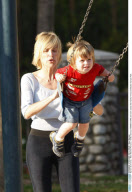 Actress SHARON STONE  and sons enjoy their family time at Coldwater Canyon Park