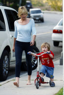 Actress SHARON STONE  and sons enjoy their family time at Coldwater Canyon Park