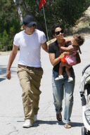 Halle and Gabriel take baby Nahla on a hike