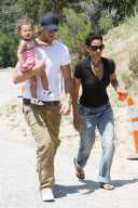 Halle and Gabriel take baby Nahla on a hike