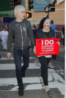 DREW BARRYMORE attending the Prop 8 Protest March in West Hollywood