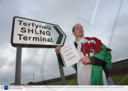 Workers protest at the South Hook LNG Terminal near Milford Haven, Britain   - 20 May 2009