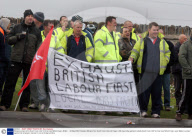Workers protest at the South Hook LNG Terminal near Milford Haven, Britain   - 20 May 2009