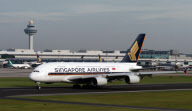 Singapore Airbus A380 Takes Off