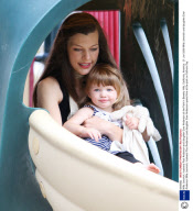 Milla Jovovich, husband Paul Anderson and daughter Ever Anderson at the Park in Beverly Hills, California, America - 21 Jun 2009
