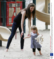 Milla Jovovich, husband Paul Anderson and daughter Ever Anderson at the Park in Beverly Hills, California, America - 21 Jun 2009