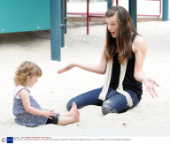 Milla Jovovich, husband Paul Anderson and daughter Ever Anderson at the Park in Beverly Hills, California, America - 21 Jun 2009