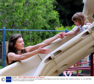 Milla Jovovich, husband Paul Anderson and daughter Ever Anderson at the Park in Beverly Hills, California, America - 21 Jun 2009