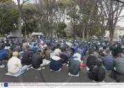 Homless attend a soup kitchen run by Christian church in Ueno Park, Tokyo, Japan - 27 Mar 2009