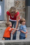 Kevin Federline strolling with Victoria Prince and sons Sean Preston and Jayden James in Paris.