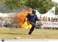 Keith Malcolm Breaks the World Record for Running Whilst on Fire, Widley, Hants, Britain - 05 Jul 2009