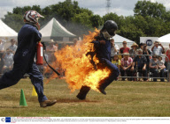 Keith Malcolm Breaks the World Record for Running Whilst on Fire, Widley, Hants, Britain - 05 Jul 2009