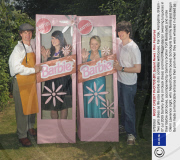 Two girls dress as life-size Barbie dolls complete with boxes, Fair Oak, Hampshire, Britain - 07 Jul 2009