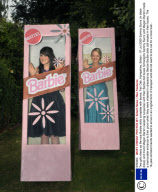 Two girls dress as life-size Barbie dolls complete with boxes, Fair Oak, Hampshire, Britain - 07 Jul 2009