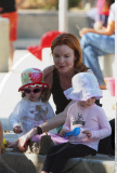 Slouch-hat-family MARCIA CROSS and twin daughters enjoying some quality time at a local park in Los Angeles