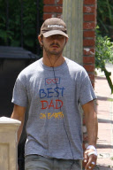 Shia LaBeouf looks upset while walking around his neighborhood