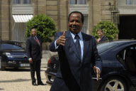 Cameroon president Paul Biya received by Nicolas Sarkozy