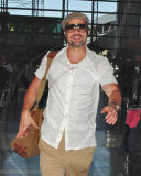 Brad Pitt Sports The Goatee at LAX