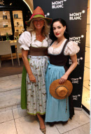 Burlesque beauty DITA VAN TEESE dons a traditional Dirndl at the MontBlanc store in Salzburg
