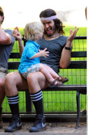 Actor RUSSELL BRAND films hilarious scenes for his new movie 'Get Him to the Greek' in New York